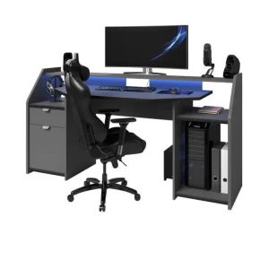 BUT Bureau Gamer LED DARKUSS Gris Noir Retour Gratuit 13
