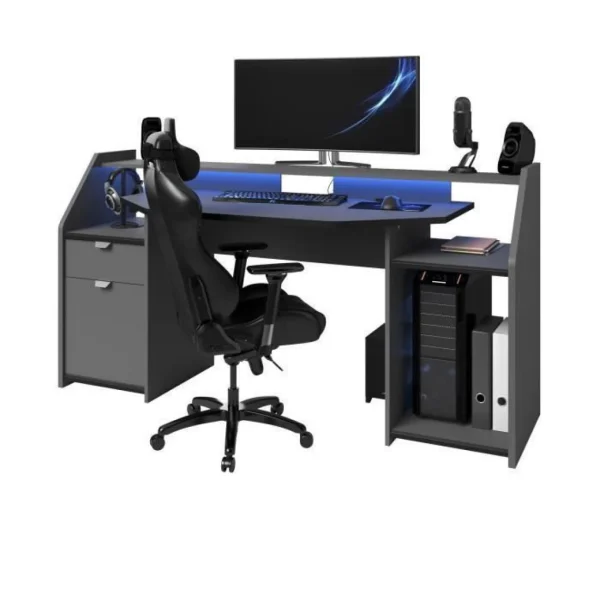 BUT Bureau Gamer LED DARKUSS Gris Noir Retour Gratuit 5
