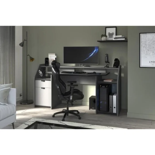 BUT Bureau Gamer LED DARKUSS Gris Noir Retour Gratuit 6