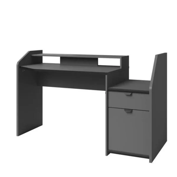 Top ventes PARISOT – Bureau De Jeu – Décor Gris Et Noir – L 154xp 92xh 68 Cm – G… 1