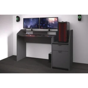 Top ventes PARISOT – Bureau De Jeu – Décor Gris Et Noir – L 154xp 92xh 68 Cm – G… 11