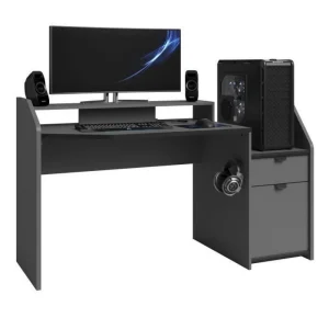 Top ventes PARISOT – Bureau De Jeu – Décor Gris Et Noir – L 154xp 92xh 68 Cm – G… 13
