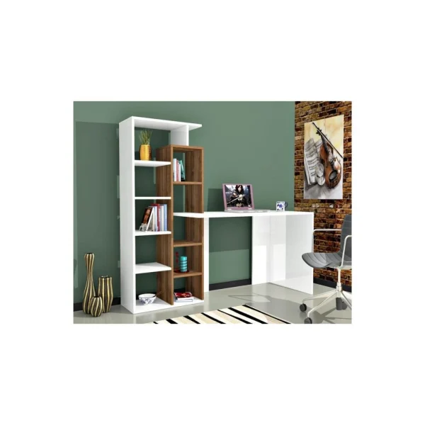 styles dernier cri HOMEMANIA Bureau Poly Avec Bibliothèque Intégrée – Avec Étagères … 1