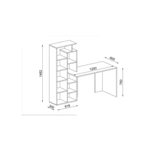 styles dernier cri HOMEMANIA Bureau Poly Avec Bibliothèque Intégrée – Avec Étagères … 9