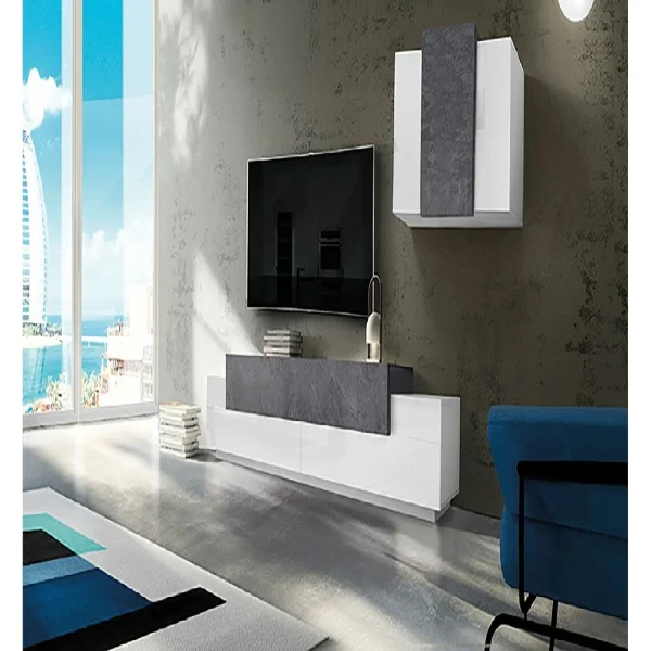 Paiement sécurisé HOMEMANIA Mur Du Salon Du Module Coro – Avec Support TV, Bibliothèque… 1