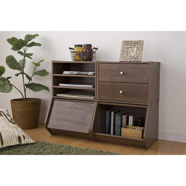 Iris Ohyama, Niche De Rangement Avec Porte Pliante En Bois – Boîte De… Nouvelle tendance 4