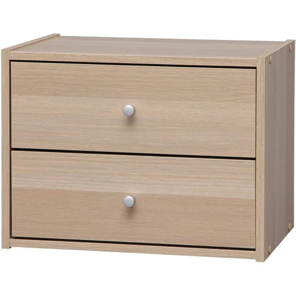Iris Ohyama, Petit Meuble De Rangement Empilable Avec 2 Tiroirs En Boi… De super promotions disponibles 1