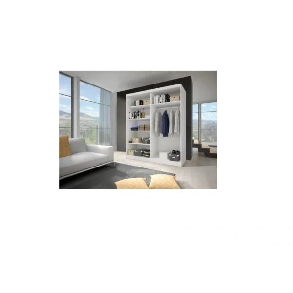 Boutique Hucoco KALKE – Grande Armoire à Portes Coulissantes – Miroir – 5 étagères … 3