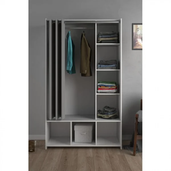 BUT Kit Dressing Avec Rideau Gris L.105 Cm OPTIMAL 2 Blanc marque pas cher 3
