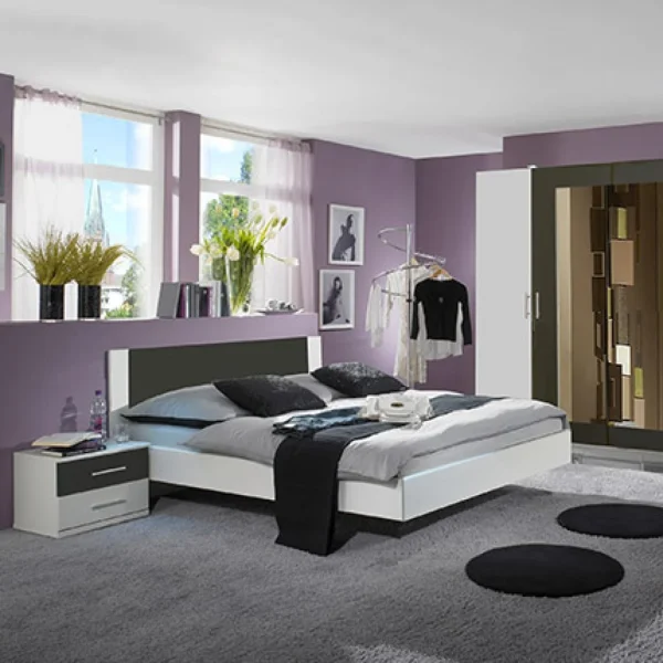 MES Lit 2 Personnes 180×200 Cm Anthracite Et Blanc – MALIA vente en ligne 1