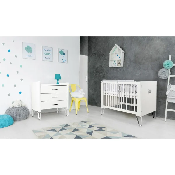 De super promotions disponibles Lit Bébé 60×120 LittleSky By Klups Blanka – Blanc 3