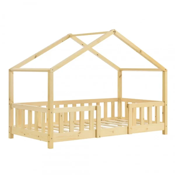 destockage En.casa Lit D’Enfant Forme Maison Avec Grille De Protection Treviolo 140 X 70 … 3