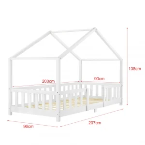En.casa Lit D’enfant Treviolo Forme Maison Avec Matelas à Mousse à Froid 200… offre spéciale 11