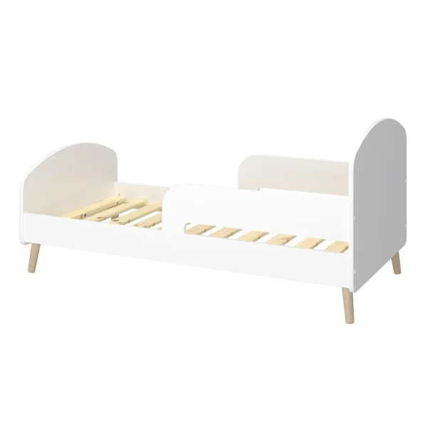 pas cher Pegane Lit Junior En MDF Coloris Blanc Et Chêne Naturel – Longueur 144,10 X … 3