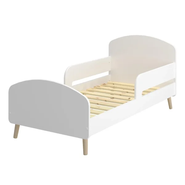 pas cher Pegane Lit Junior En MDF Coloris Blanc Et Chêne Naturel – Longueur 144,10 X … 4