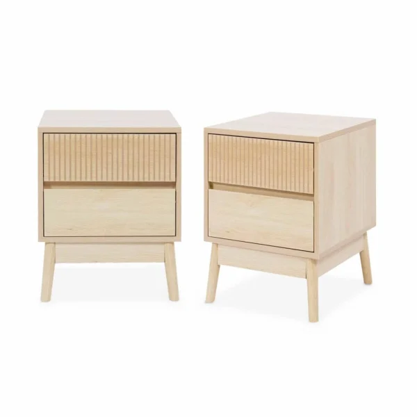 Lot De 2 Tables De Chevet 2 Tiroirs L Alice’s Garden comparez les prix 1