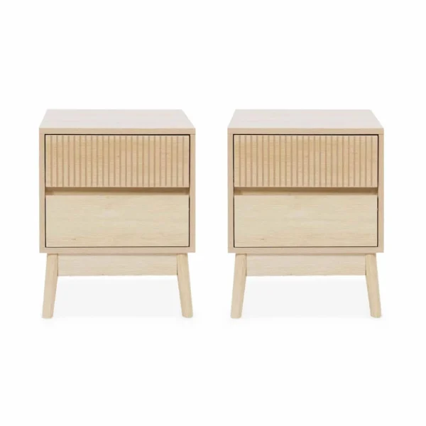 Lot De 2 Tables De Chevet 2 Tiroirs L Alice’s Garden comparez les prix 5