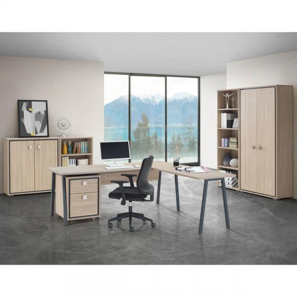 Altobuy LYDIA – Bureau 200cm + Extension + Caisson H64cm + 4 Meubles De Rangem… grossiste 1