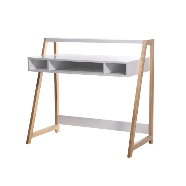 Prix très abordable Alsapan Bureau En Bois Blanc 1 étagère 3 Niches STAN 1