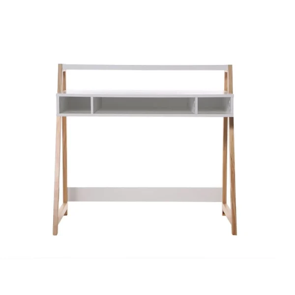 Prix très abordable Alsapan Bureau En Bois Blanc 1 étagère 3 Niches STAN 3