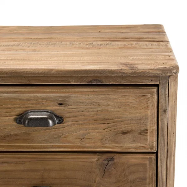 magasins pour MACABANE Meuble ANDRIAN 2 Tiroirs 2 Portes Avec Deco Faux Tiroirs Bois Pin Recy… 4