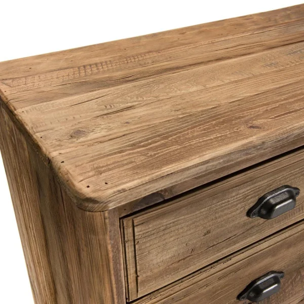 magasins pour MACABANE Meuble ANDRIAN 2 Tiroirs 2 Portes Avec Deco Faux Tiroirs Bois Pin Recy… 5