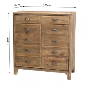 magasins pour MACABANE Meuble ANDRIAN 2 Tiroirs 2 Portes Avec Deco Faux Tiroirs Bois Pin Recy… 27