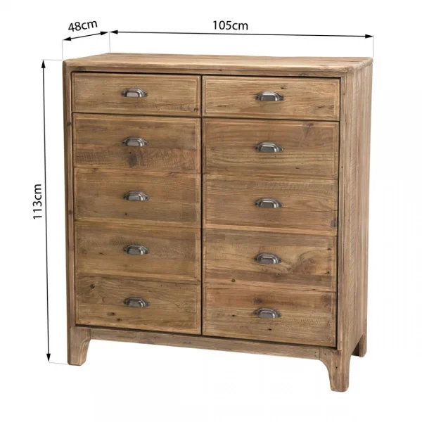 magasins pour MACABANE Meuble ANDRIAN 2 Tiroirs 2 Portes Avec Deco Faux Tiroirs Bois Pin Recy… 9
