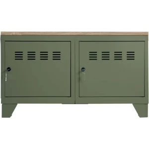 PIERRE HENRY Meuble Bas Industriel Métal Kaki. vente pas cher 10