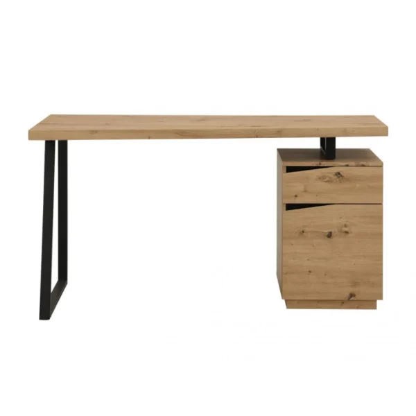 destockage Vente-unique Bureau GOTAMA – 1 Tiroir Et 1 Porte – MDF Et Acier – Chêne Et Noir 4