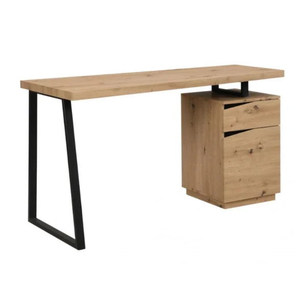 destockage Vente-unique Bureau GOTAMA – 1 Tiroir Et 1 Porte – MDF Et Acier – Chêne Et Noir 5