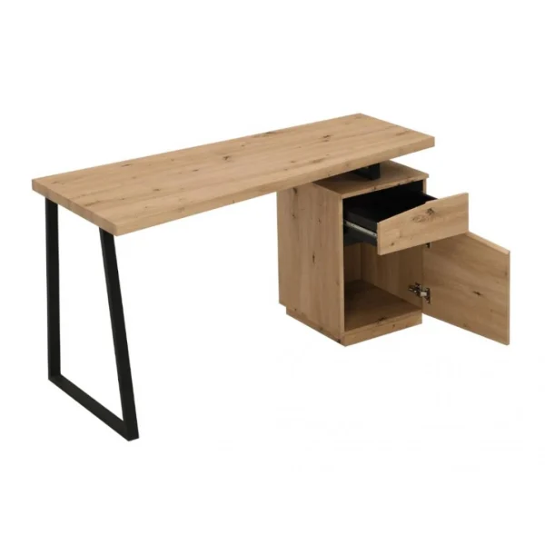 destockage Vente-unique Bureau GOTAMA – 1 Tiroir Et 1 Porte – MDF Et Acier – Chêne Et Noir 6