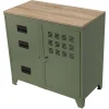 beauté PIERRE HENRY Meuble Bureau Métal 1 Porte 3 Tiroirs Kaki. 5