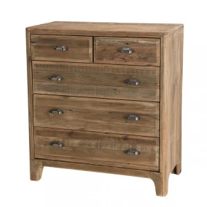 MACABANE Meuble Chiffonnier ANDRIAN 5 Tiroirs Bois Pin Recyclé vente pas cher 30