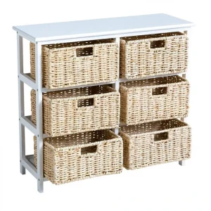 Zandiara Meuble D’appoint 6 Tiroirs NATURA KD 2 Blanc Promotio de vente 15