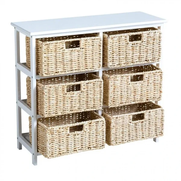 Zandiara Meuble D’appoint 6 Tiroirs NATURA KD 2 Blanc Promotio de vente 6