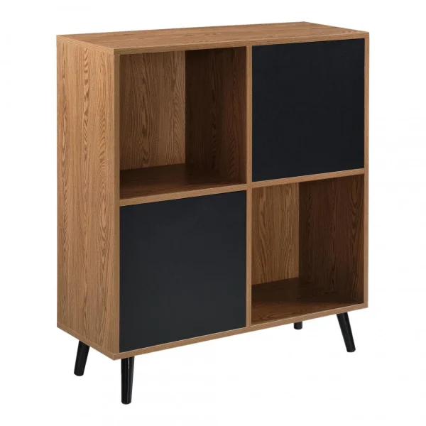 Promotio de vente En.casa Meuble De Rangement Heby 93 X 80 X 30 Cm Effet Bois Foncé Noir [en.ca… 1