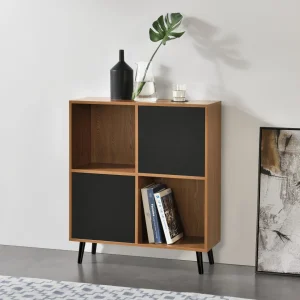 Promotio de vente En.casa Meuble De Rangement Heby 93 X 80 X 30 Cm Effet Bois Foncé Noir [en.ca… 9