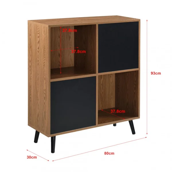 Promotio de vente En.casa Meuble De Rangement Heby 93 X 80 X 30 Cm Effet Bois Foncé Noir [en.ca… 4