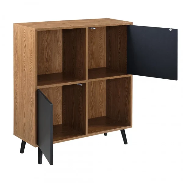Promotio de vente En.casa Meuble De Rangement Heby 93 X 80 X 30 Cm Effet Bois Foncé Noir [en.ca… 5
