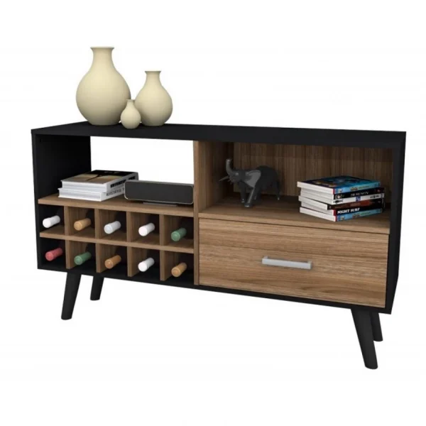 online boutique Beaux Meubles Pas Chers Meuble D’Entrée Range-Bouteilles Châtaignier Noir 1