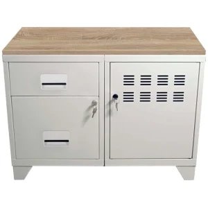 PIERRE HENRY Meuble Rangement Métal 1 Porte 2 Tiroirs Blanc Mat. Promotio de vente 8