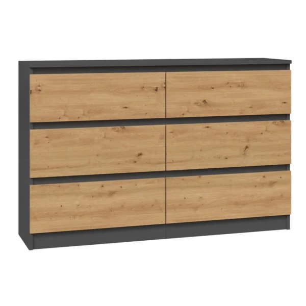 design à la mode Hucoco MILAN – Commode De Chambre Large 6 Tiroirs – 30x120x77cm – Style Scand… 1