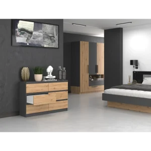 design à la mode Hucoco MILAN – Commode De Chambre Large 6 Tiroirs – 30x120x77cm – Style Scand… 10