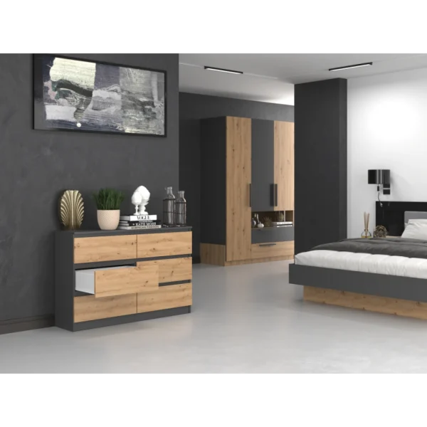 design à la mode Hucoco MILAN – Commode De Chambre Large 6 Tiroirs – 30x120x77cm – Style Scand… 4