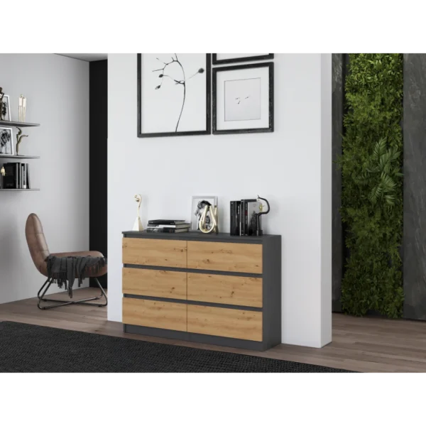 design à la mode Hucoco MILAN – Commode De Chambre Large 6 Tiroirs – 30x120x77cm – Style Scand… 5