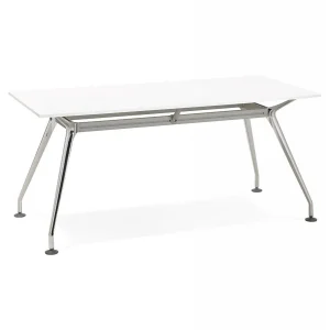 Alterego Bureau Droit Moderne ‘STATION’ Avec Plateau En Bois Blanc – 160×80 Cm grand choix 9