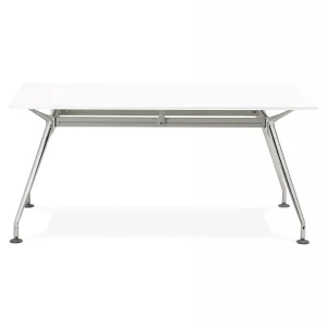 Alterego Bureau Droit Moderne ‘STATION’ Avec Plateau En Bois Blanc – 160×80 Cm grand choix 11