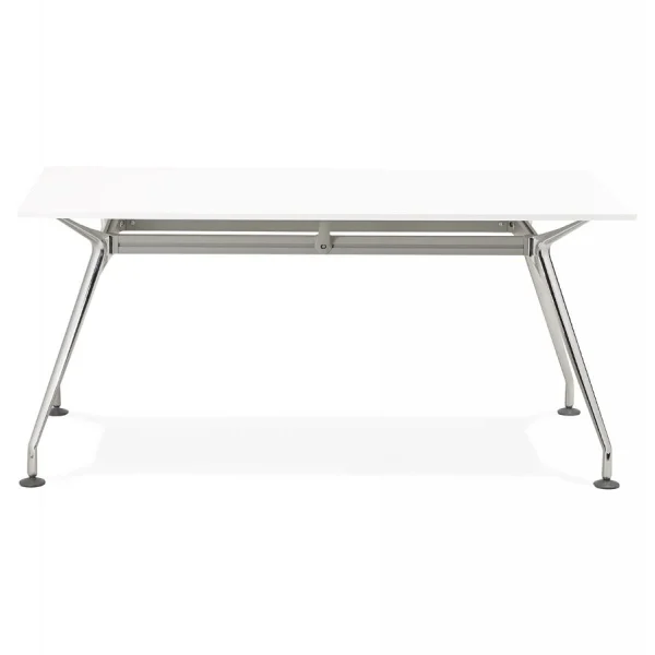 Alterego Bureau Droit Moderne ‘STATION’ Avec Plateau En Bois Blanc – 160×80 Cm grand choix 4