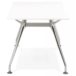 Alterego Bureau Droit Moderne ‘STATION’ Avec Plateau En Bois Blanc – 160×80 Cm grand choix 13